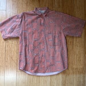 Vintage Tomato Button Up Shirt Medium 80s Abstract Geometric Striped Streetwear